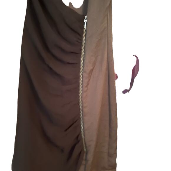 Zara Basic Black Sleeveless Dress Sz M Zipper & Satin Accent Ruching Datenight - Picture 3 of 10